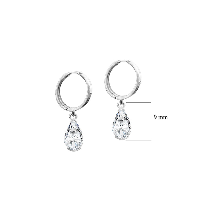 Zirkon Taşlı Damla Kesim Sallantılı Gümüş Küpe SSDAMLA08