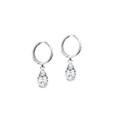 Zirkon Taşlı Damla Kesim Sallantılı Gümüş Küpe SSDAMLA08