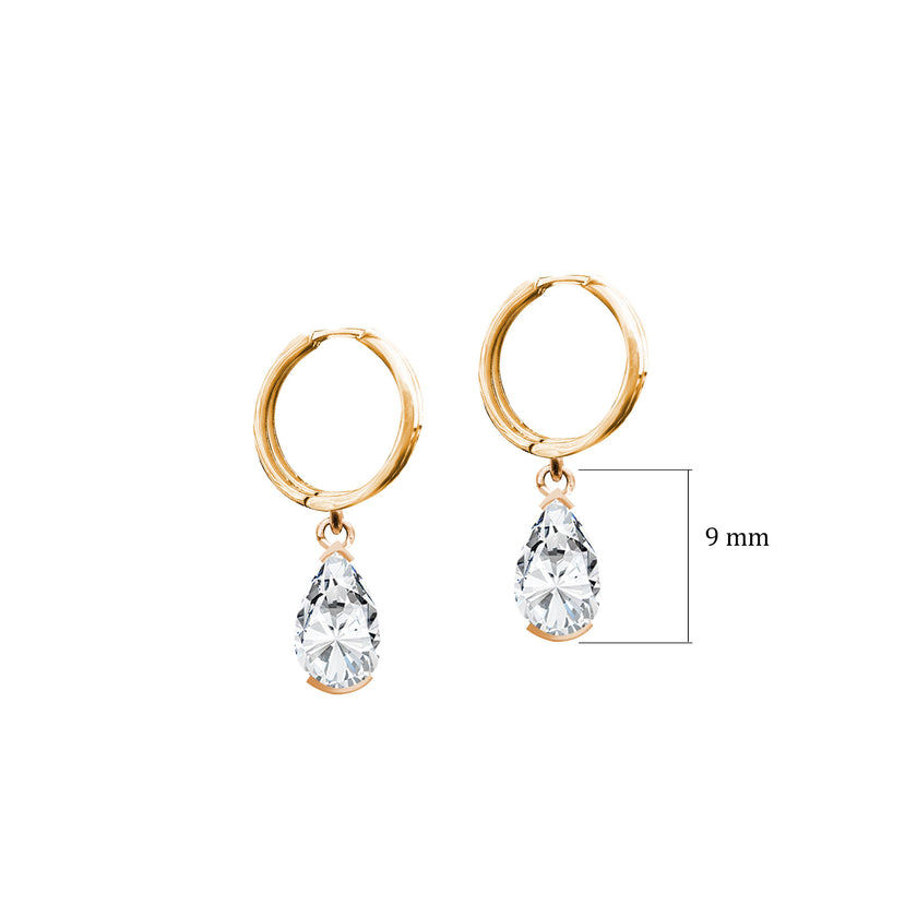 Zirkon Taşlı Damla Kesim Sallantılı Gümüş Küpe SSDAMLA08