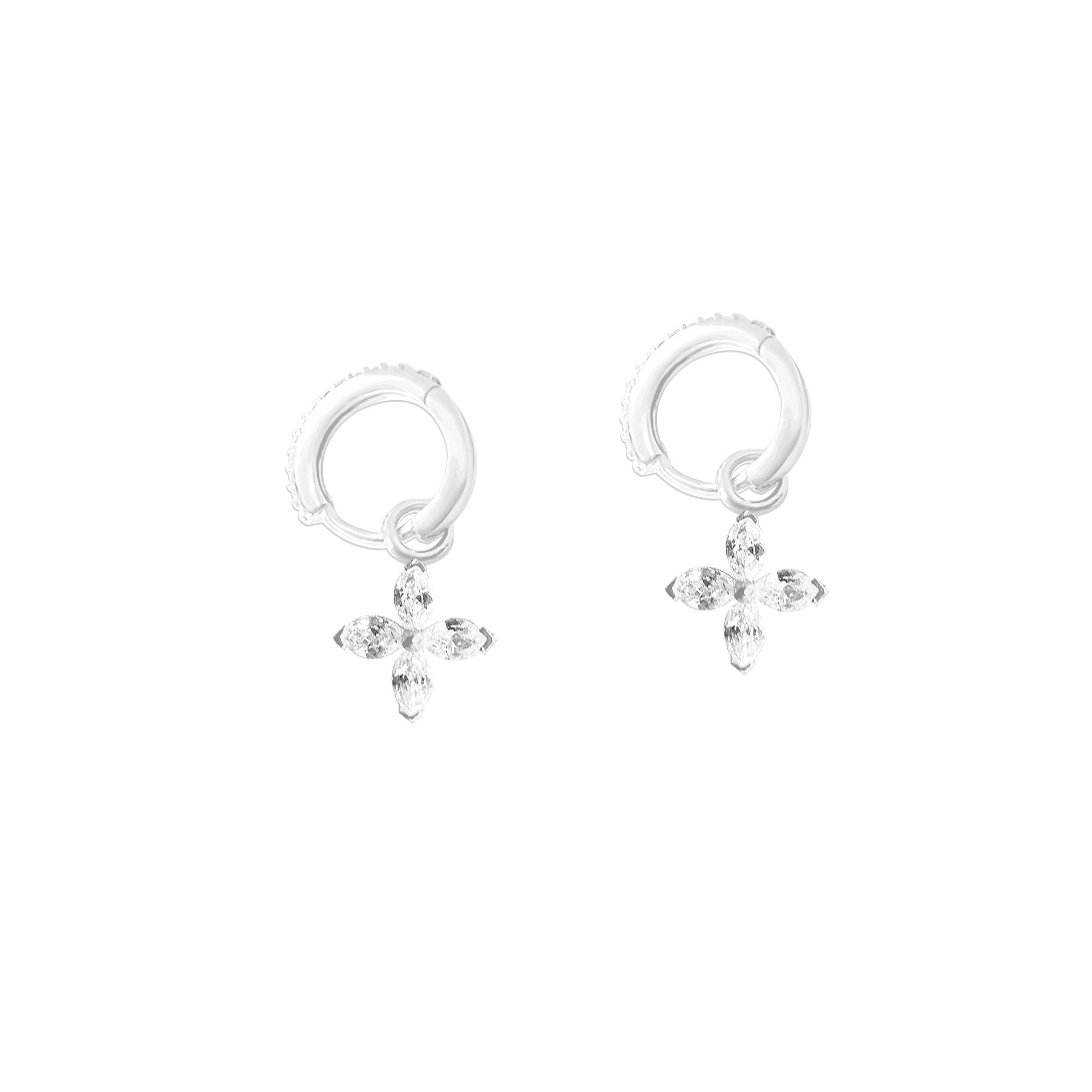 Minimalist Dörtlü Yıldız Gümüş Küpe SSDAMLA04