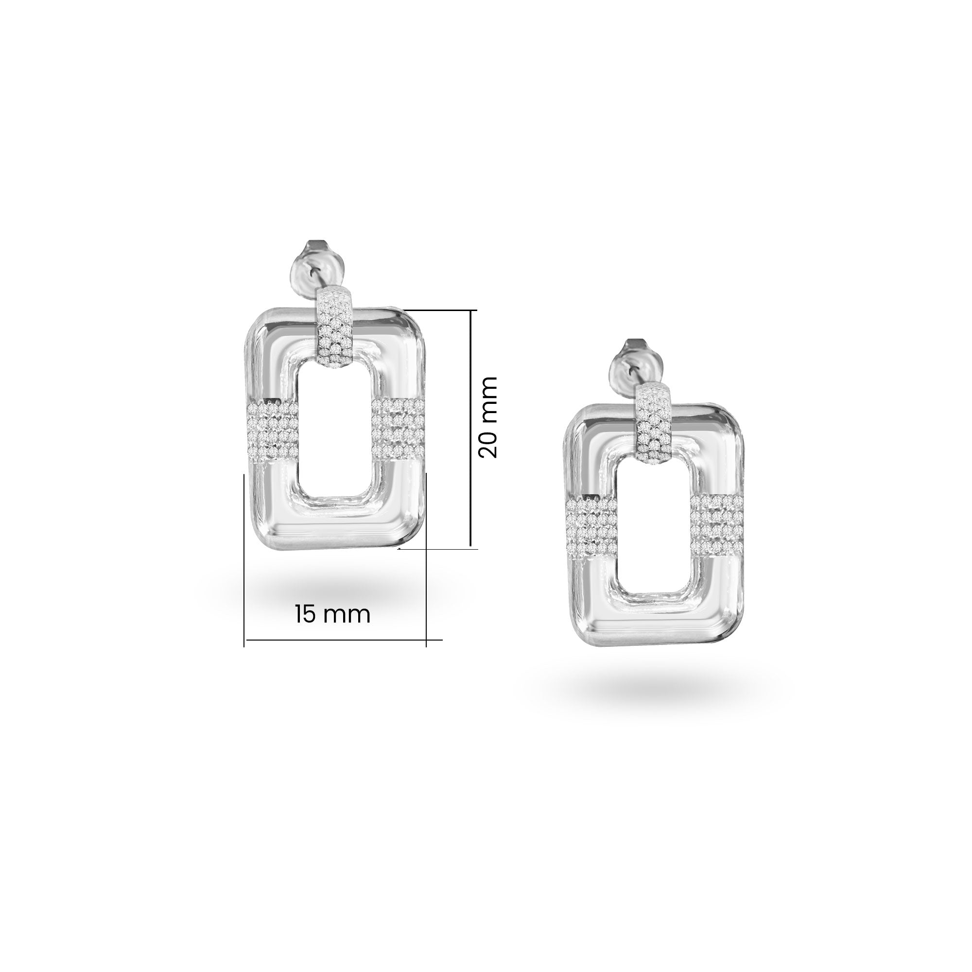 Dikdörtgen 925 Ayar Gümüş Küpe SSDDKP