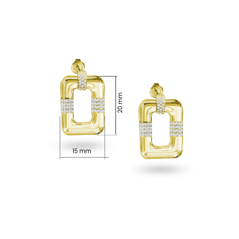 Dikdörtgen 925 Ayar Gümüş Küpe SSDDKP