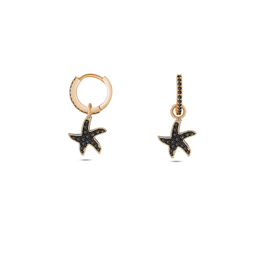 Deniz Yıldızı Küpe 925 Ayar Gümüş Sallantılı Taşlı Küpe SSDENİZYK