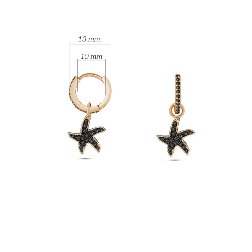 Deniz Yıldızı Küpe 925 Ayar Gümüş Sallantılı Taşlı Küpe SSDENİZYK