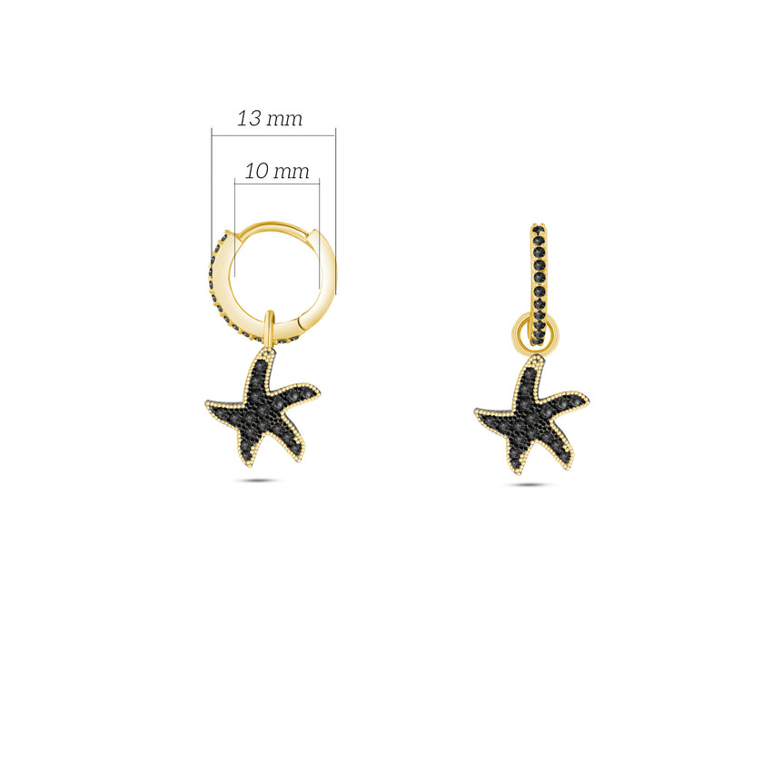 Deniz Yıldızı Küpe 925 Ayar Gümüş Sallantılı Taşlı Küpe SSDENİZYK