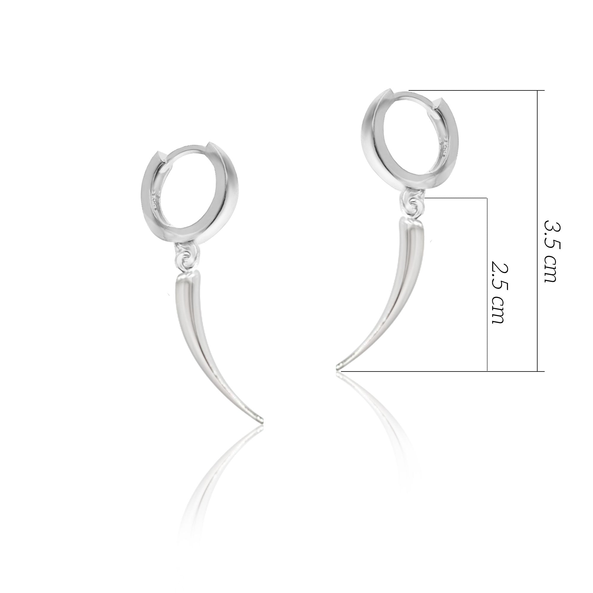 925 Ayar Gümüş Diş Küpe Huggie Sallantılı Küpe SSDİŞK