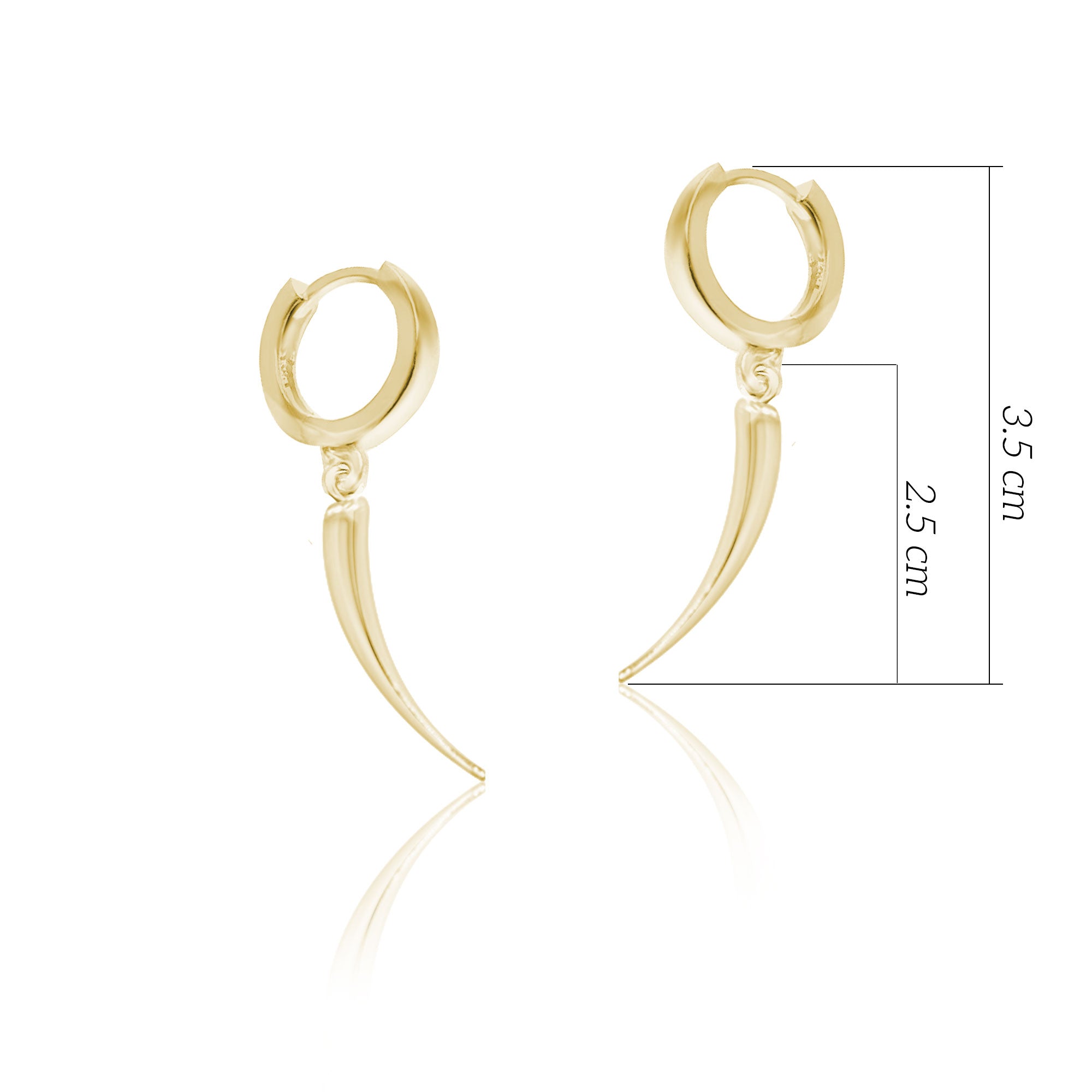 925 Ayar Gümüş Diş Küpe Huggie Sallantılı Küpe SSDİŞK