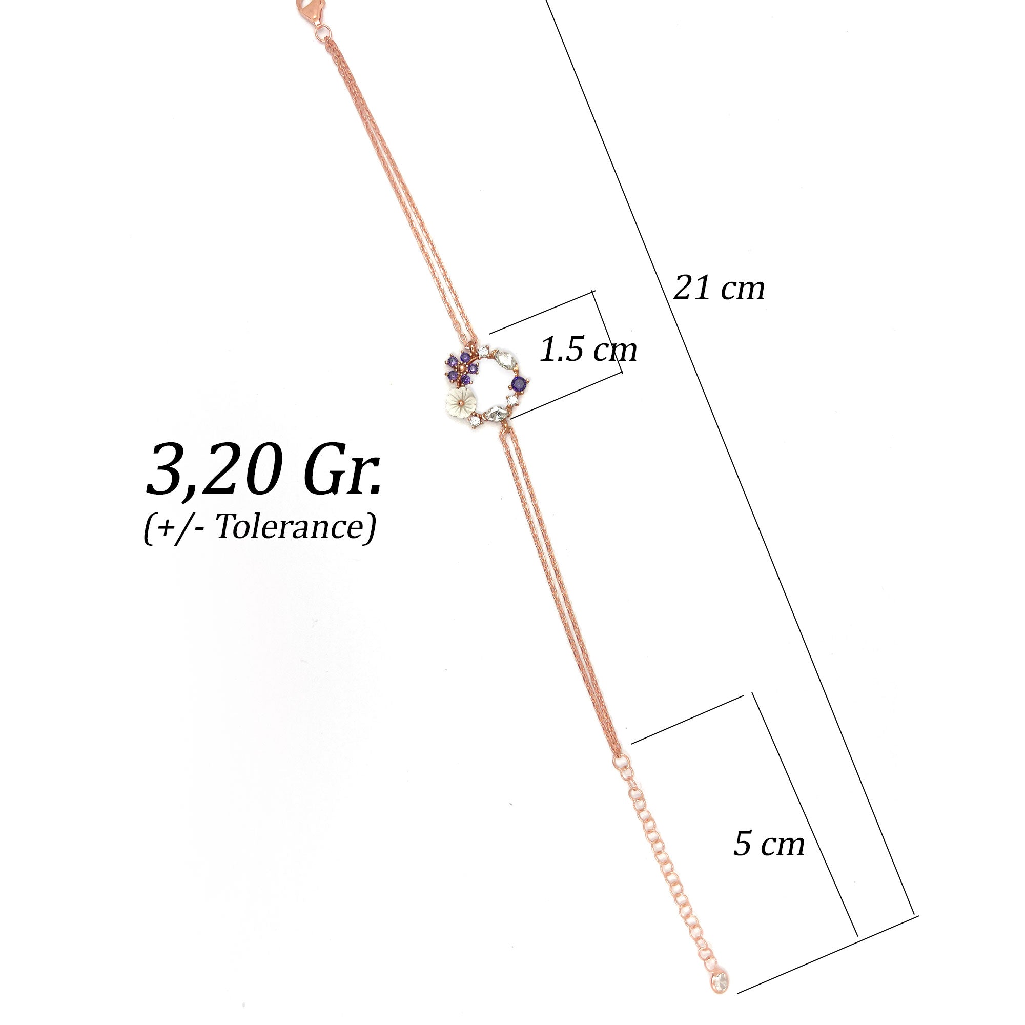 Minimalist Çiçek Bahçesi 925 Ayar Gümüş Zarif Bileklik