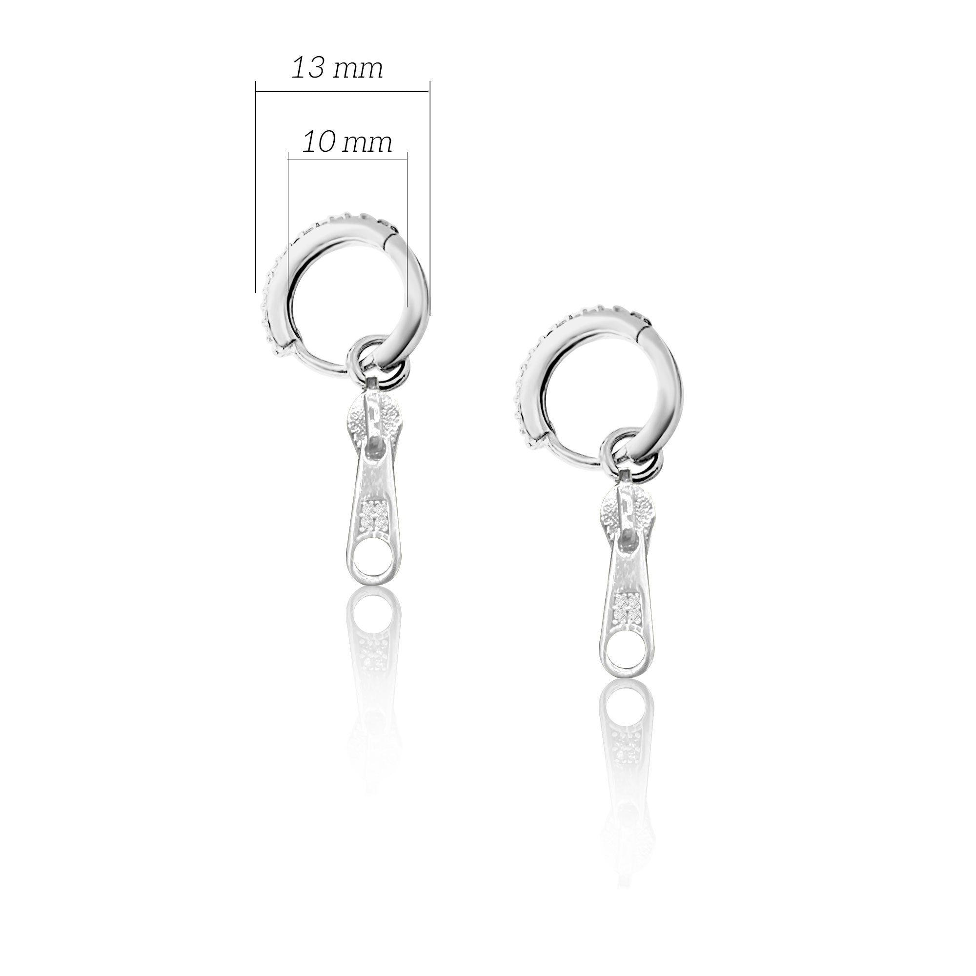 Sallantılı Fermuar Gümüş Küpe 925 Ayar Gümüş SSFERMUAR