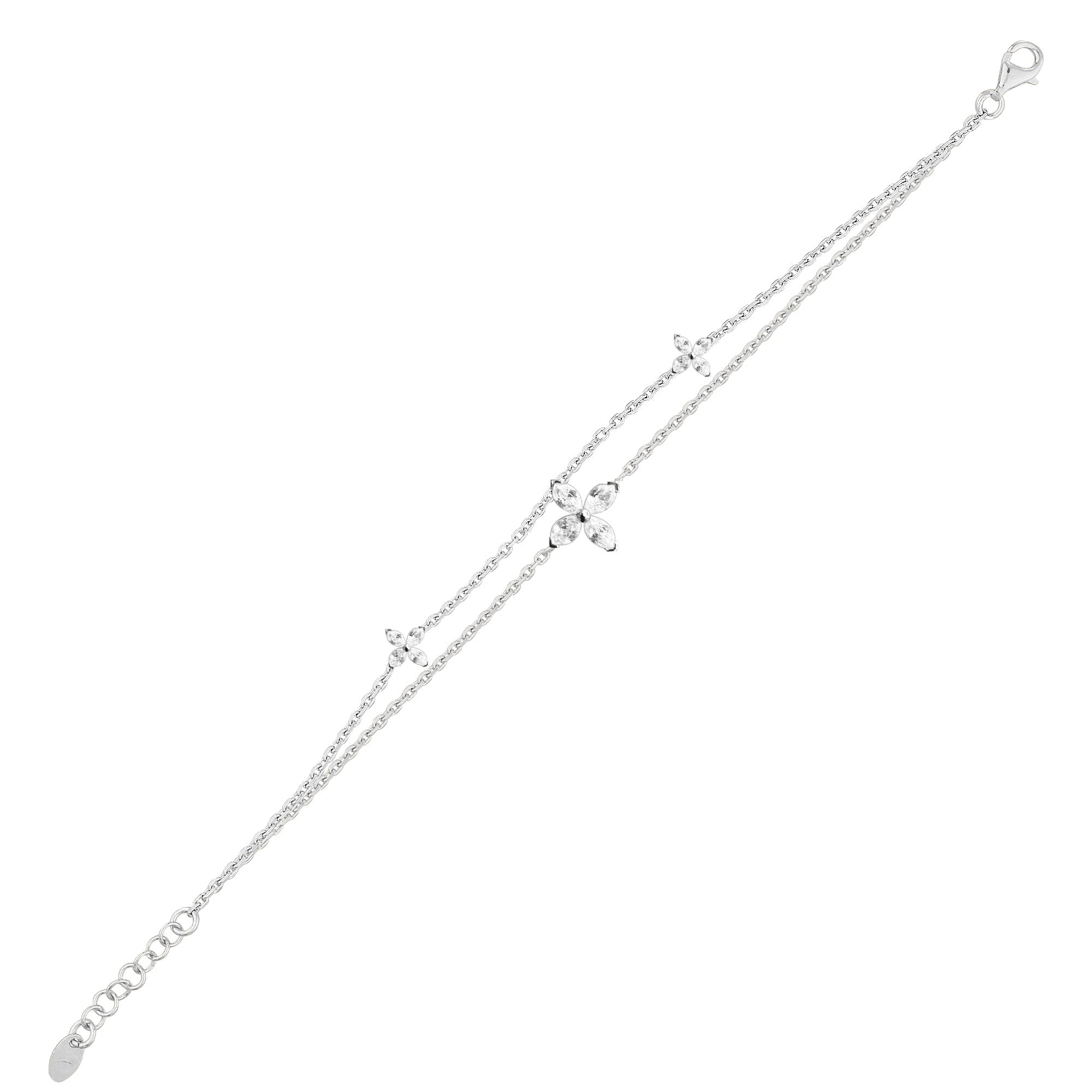 Ataç Zincir İtalyan Model Zirkon Taşlı 925 Ayar Gümüş Bileklik SSFLOBR3