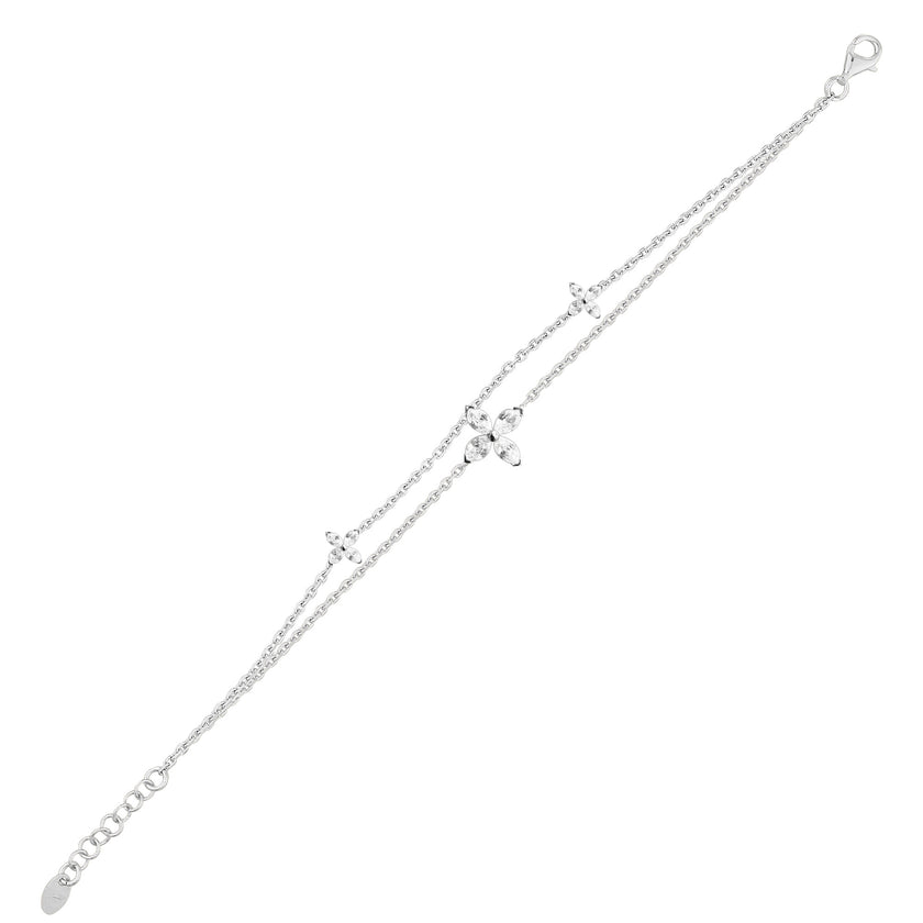 Ataç Zincir İtalyan Model Zirkon Taşlı 925 Ayar Gümüş Bileklik SSFLOBR3