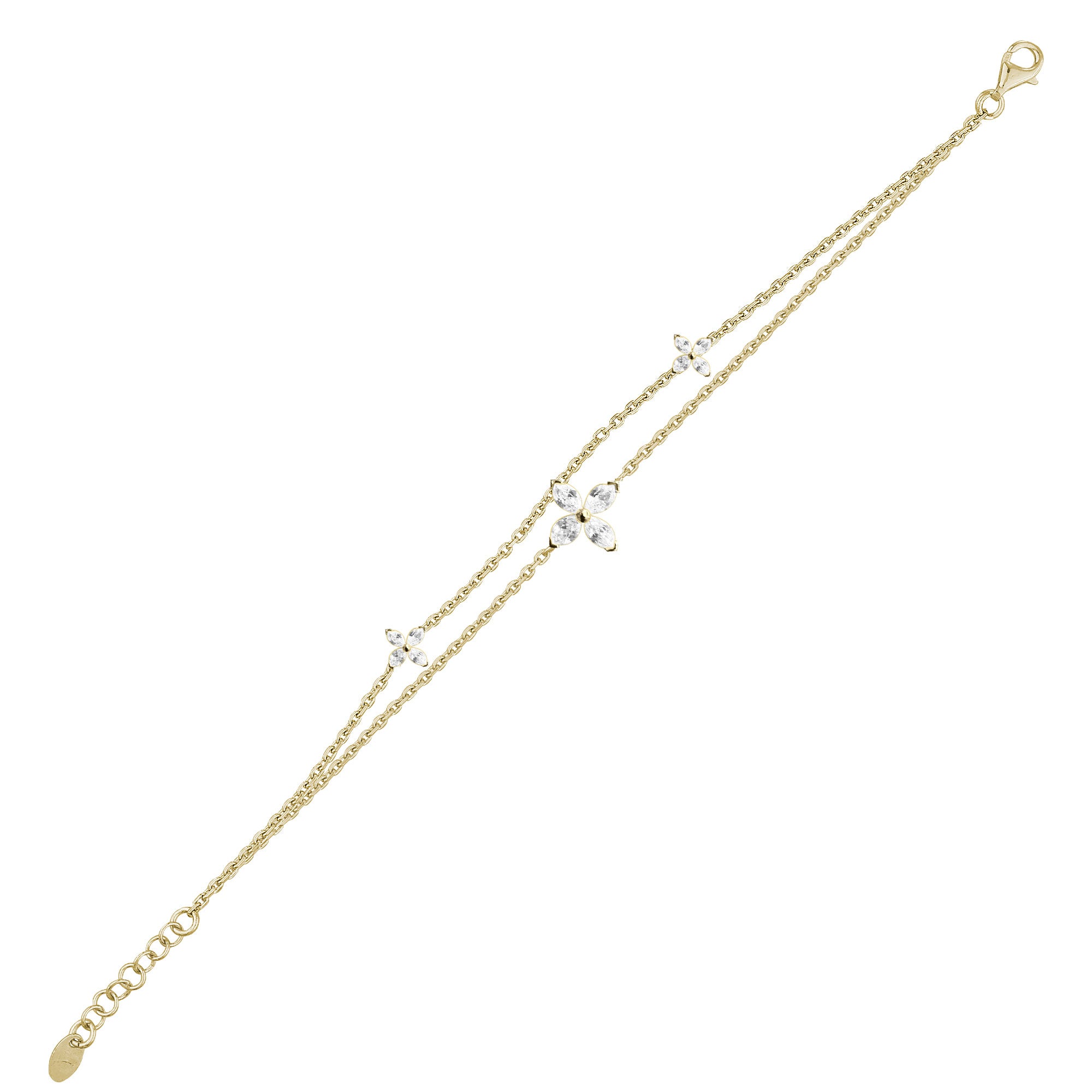 Ataç Zincir İtalyan Model Zirkon Taşlı 925 Ayar Gümüş Bileklik SSFLOBR3