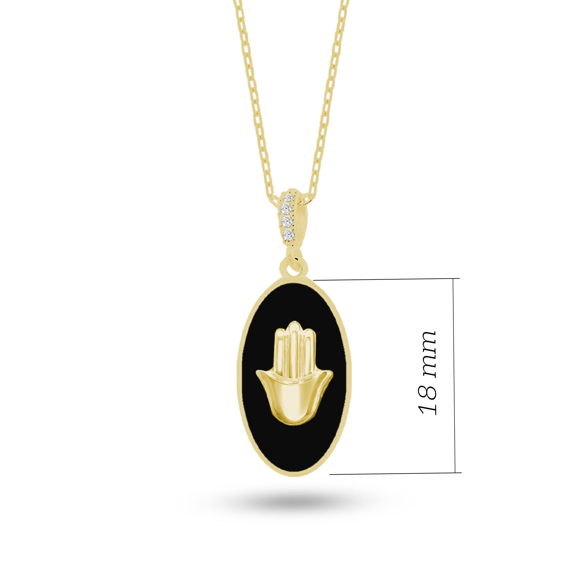 Doğal Taşlı Fatmanın Eli Gümüş Kolye Oval Formlu SSFTO