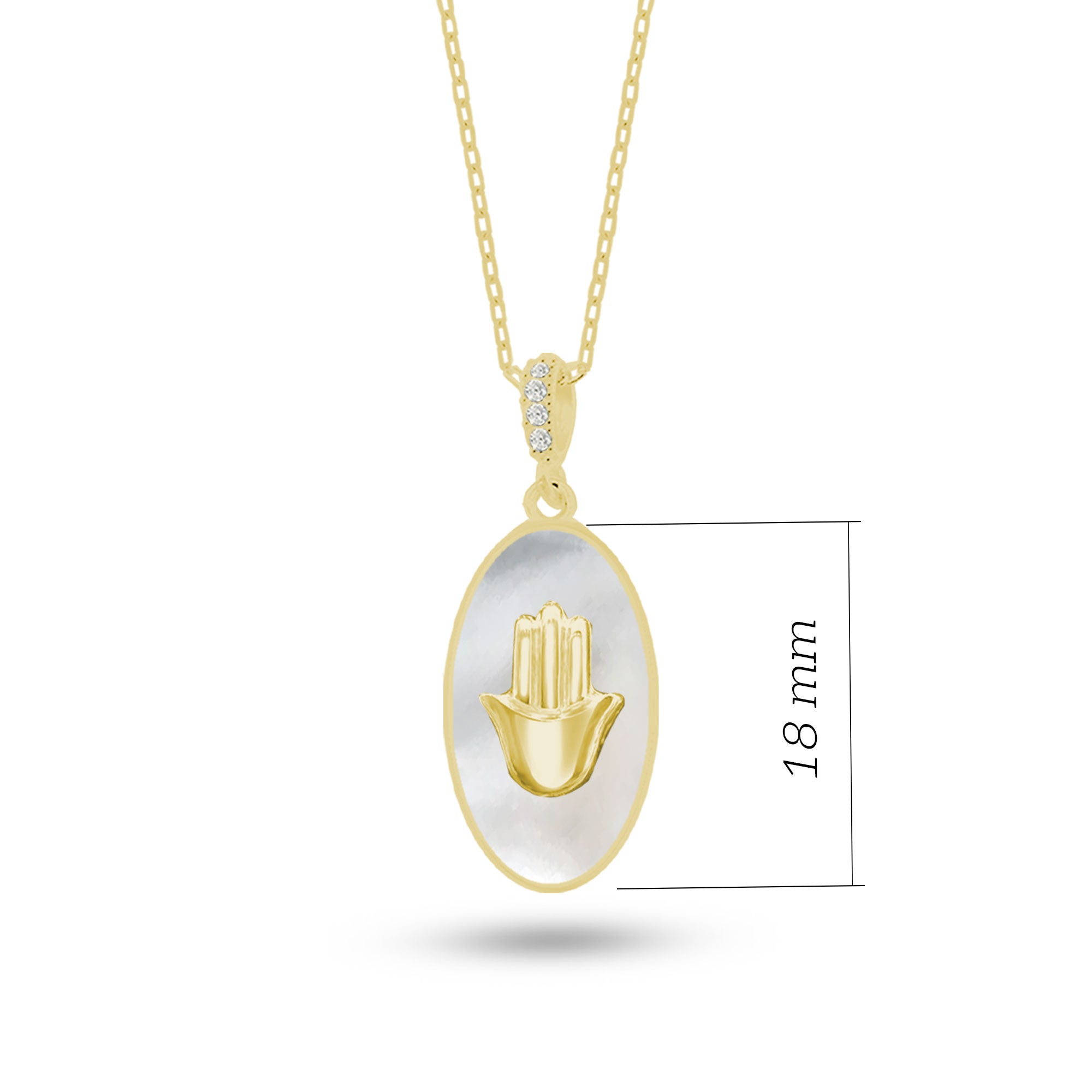 Doğal Taşlı Fatmanın Eli Gümüş Kolye Oval Formlu SSFTO