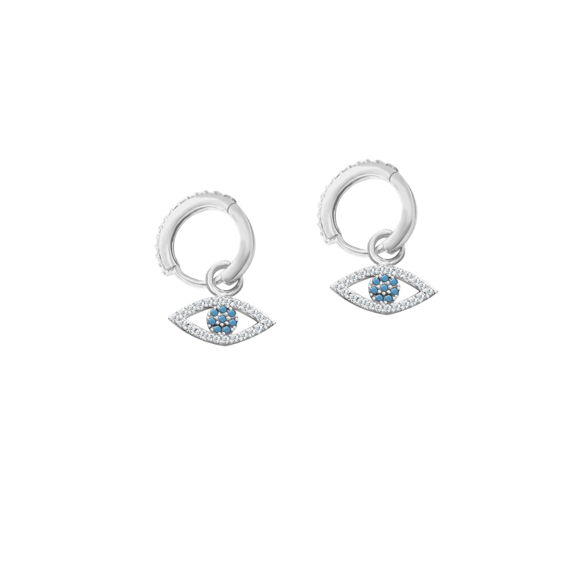 Mavi Taşlı Göz 925 Ayar Gümüş Huggie Küpe SSGÖZT01