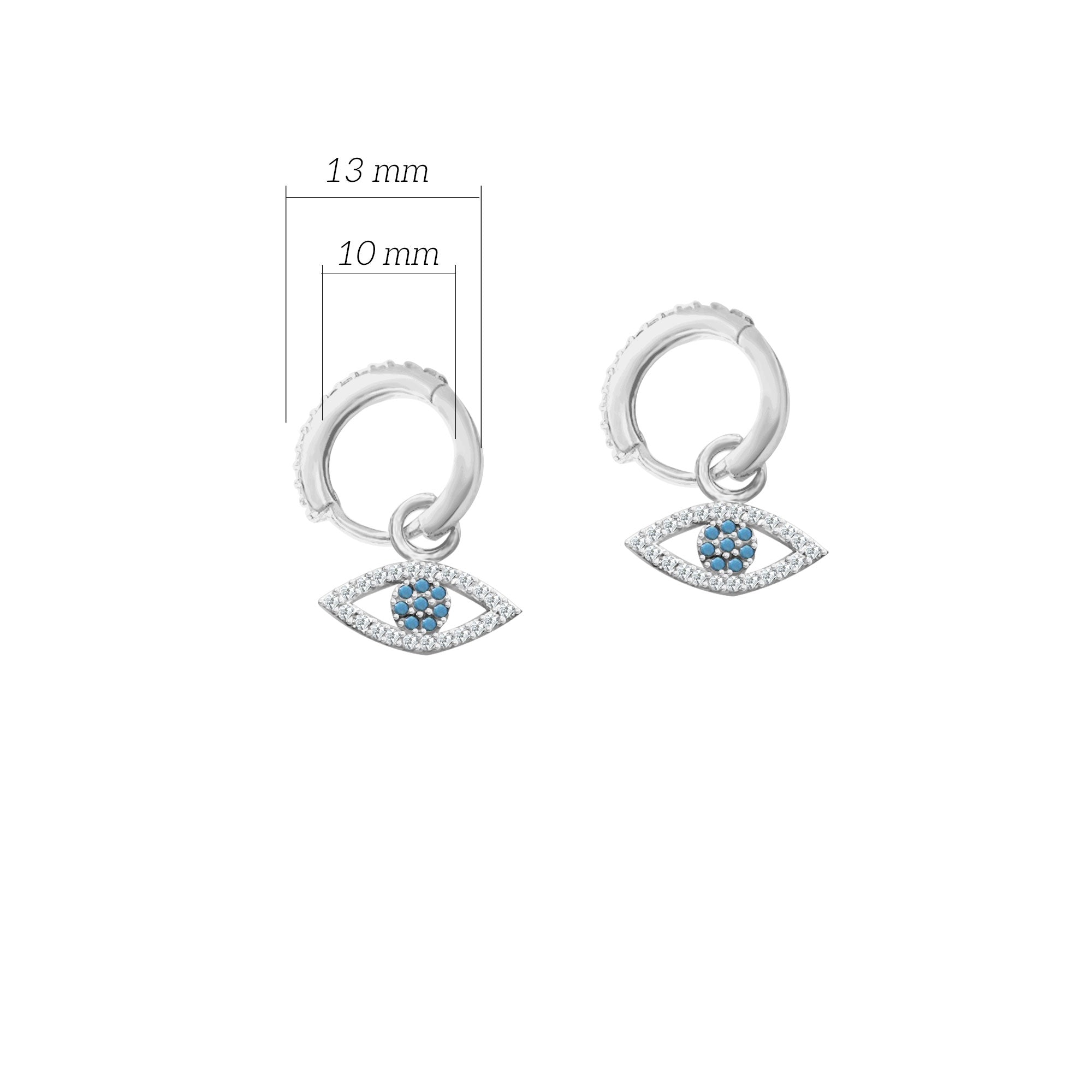 Mavi Taşlı Göz 925 Ayar Gümüş Huggie Küpe SSGÖZT01
