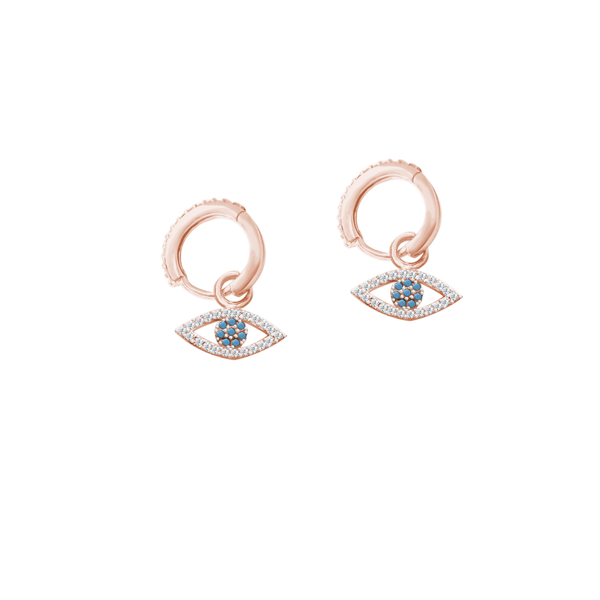 Mavi Taşlı Göz 925 Ayar Gümüş Huggie Küpe SSGÖZT01