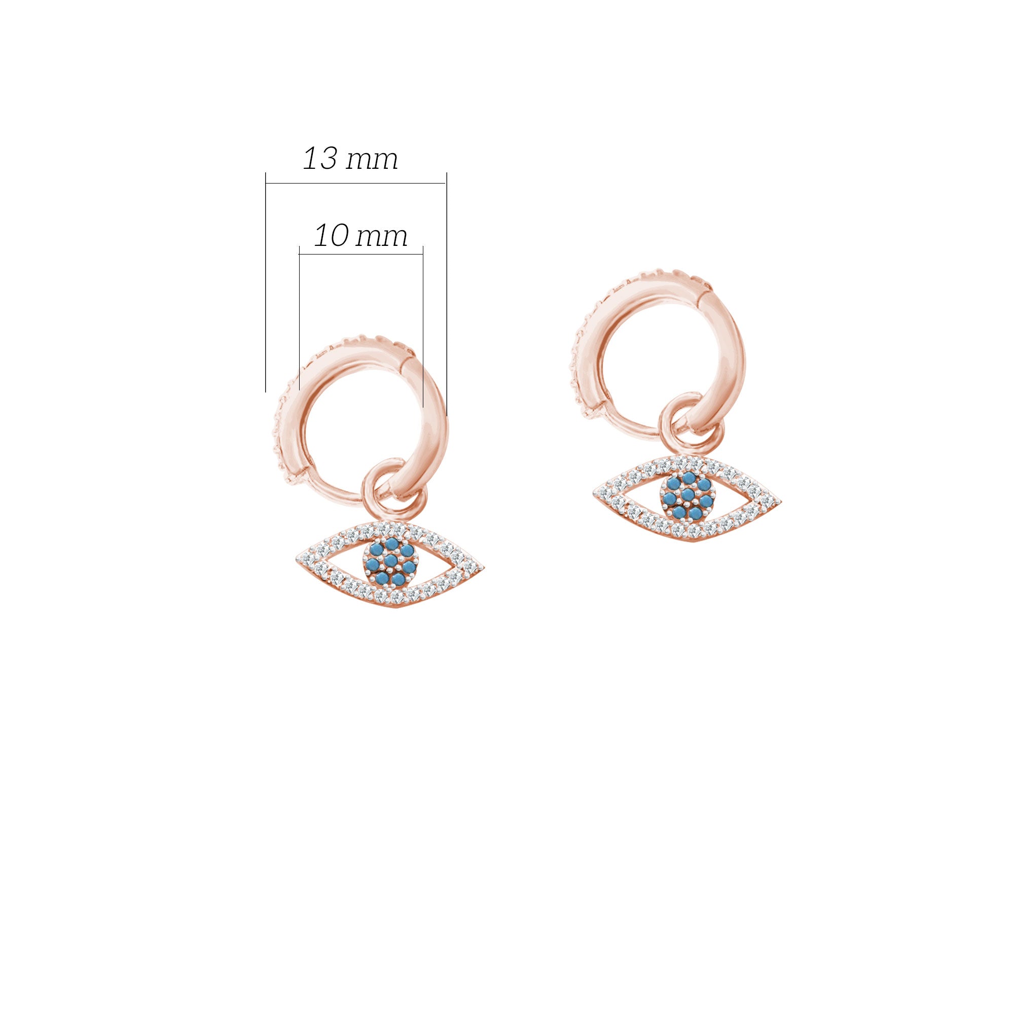 Mavi Taşlı Göz 925 Ayar Gümüş Huggie Küpe SSGÖZT01