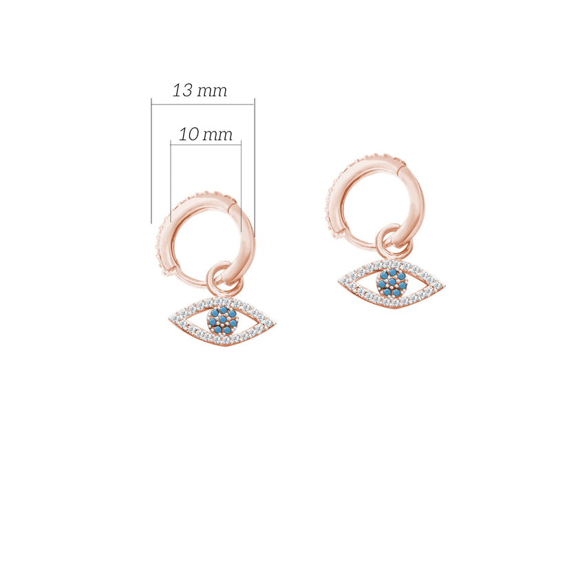 Mavi Taşlı Göz 925 Ayar Gümüş Huggie Küpe SSGÖZT01