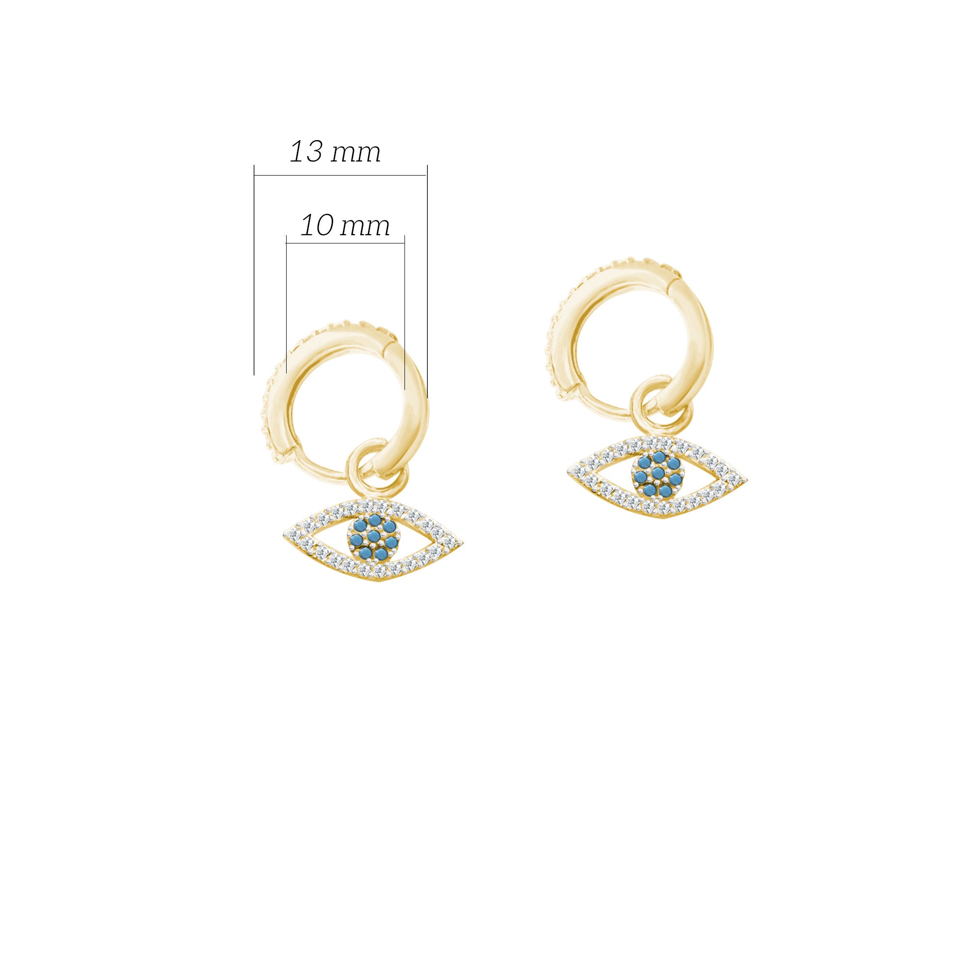 Mavi Taşlı Göz 925 Ayar Gümüş Huggie Küpe SSGÖZT01