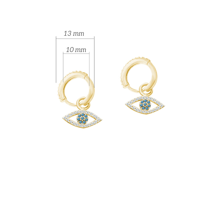 Mavi Taşlı Göz 925 Ayar Gümüş Huggie Küpe SSGÖZT01