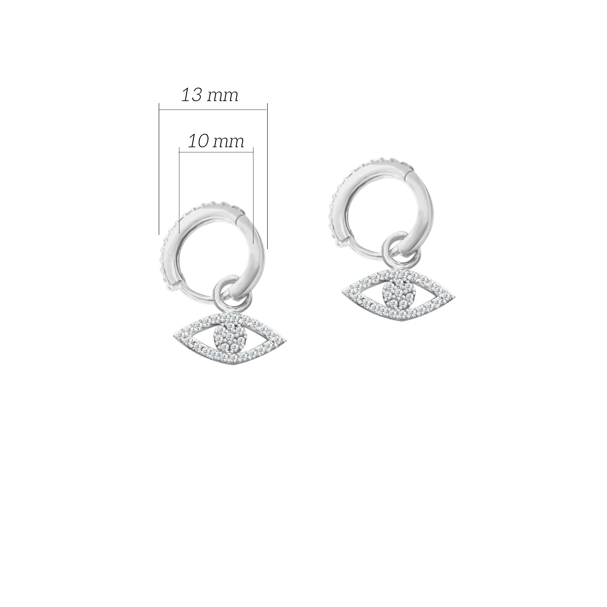 Zirkon Taşlı Göz 925 Ayar Gümüş Huggie Küpe SSGÖZT02