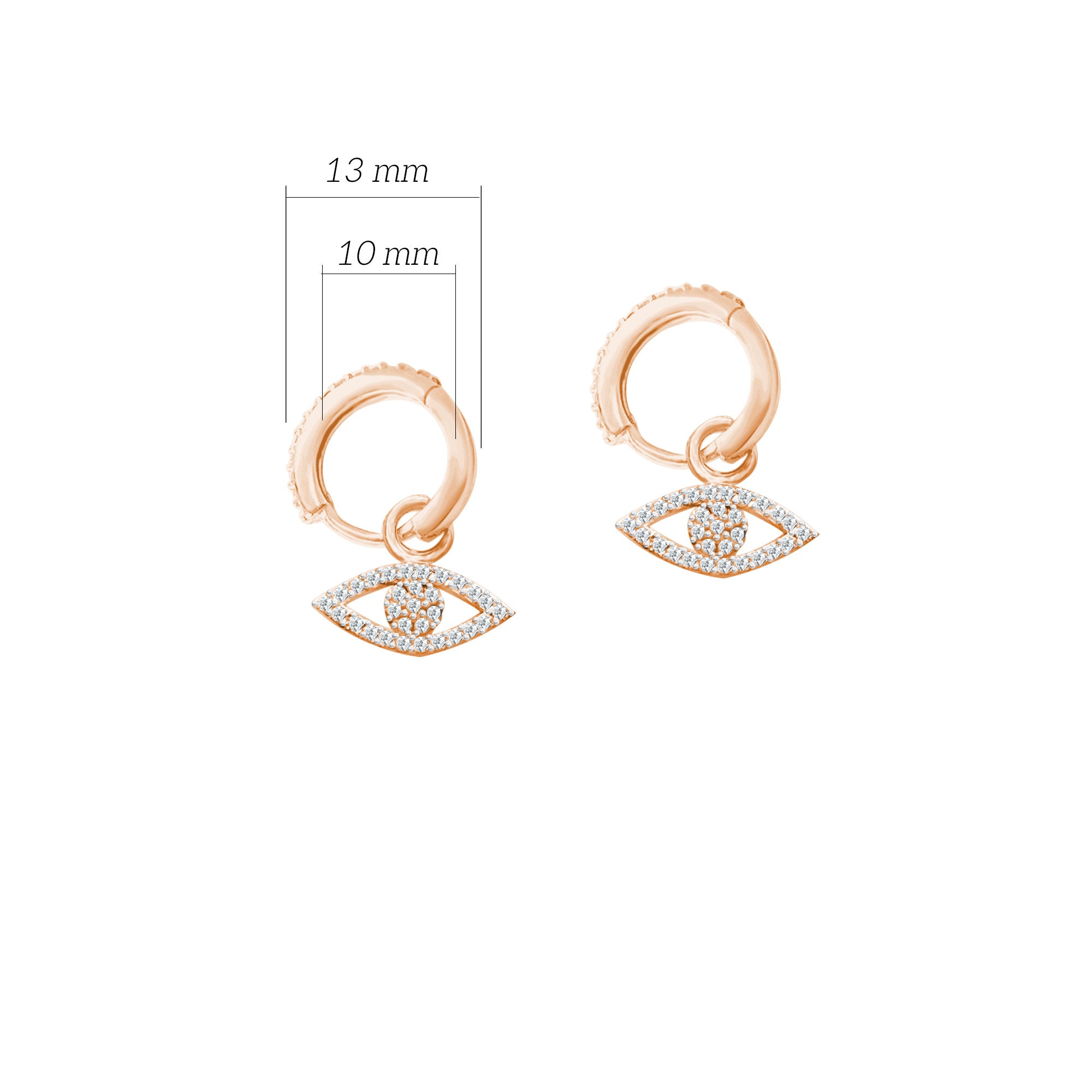 Zirkon Taşlı Göz 925 Ayar Gümüş Huggie Küpe SSGÖZT02