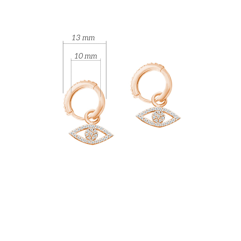 Zirkon Taşlı Göz 925 Ayar Gümüş Huggie Küpe SSGÖZT02