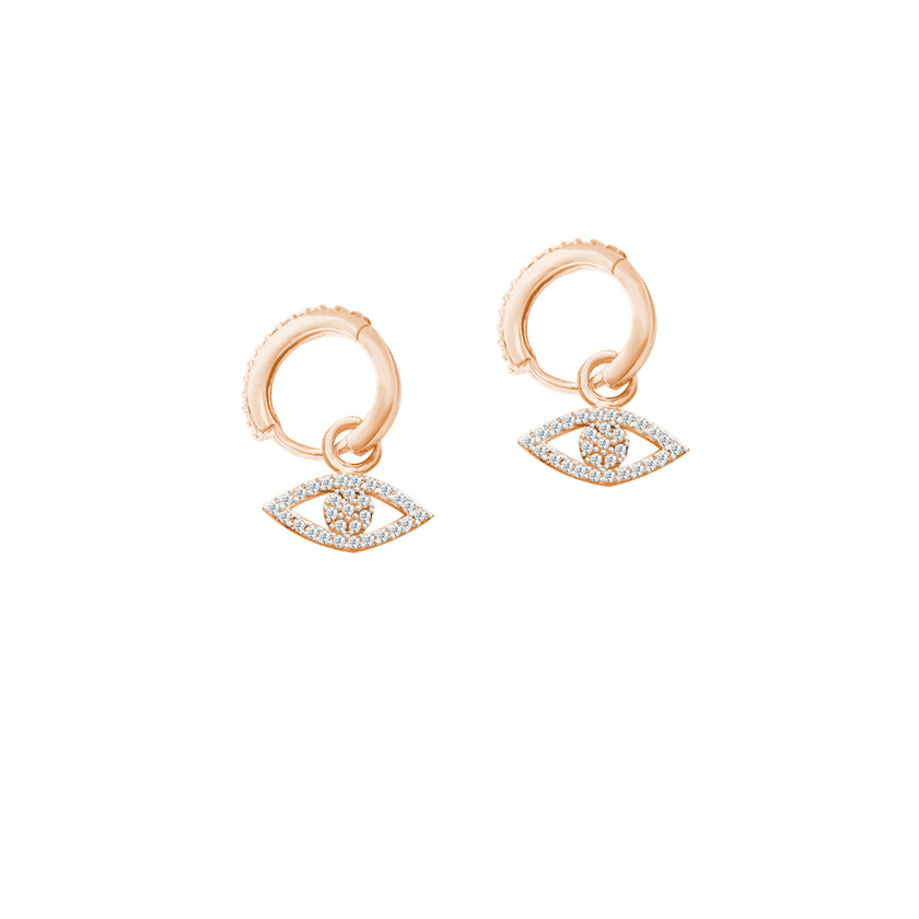 Zirkon Taşlı Göz 925 Ayar Gümüş Huggie Küpe SSGÖZT02