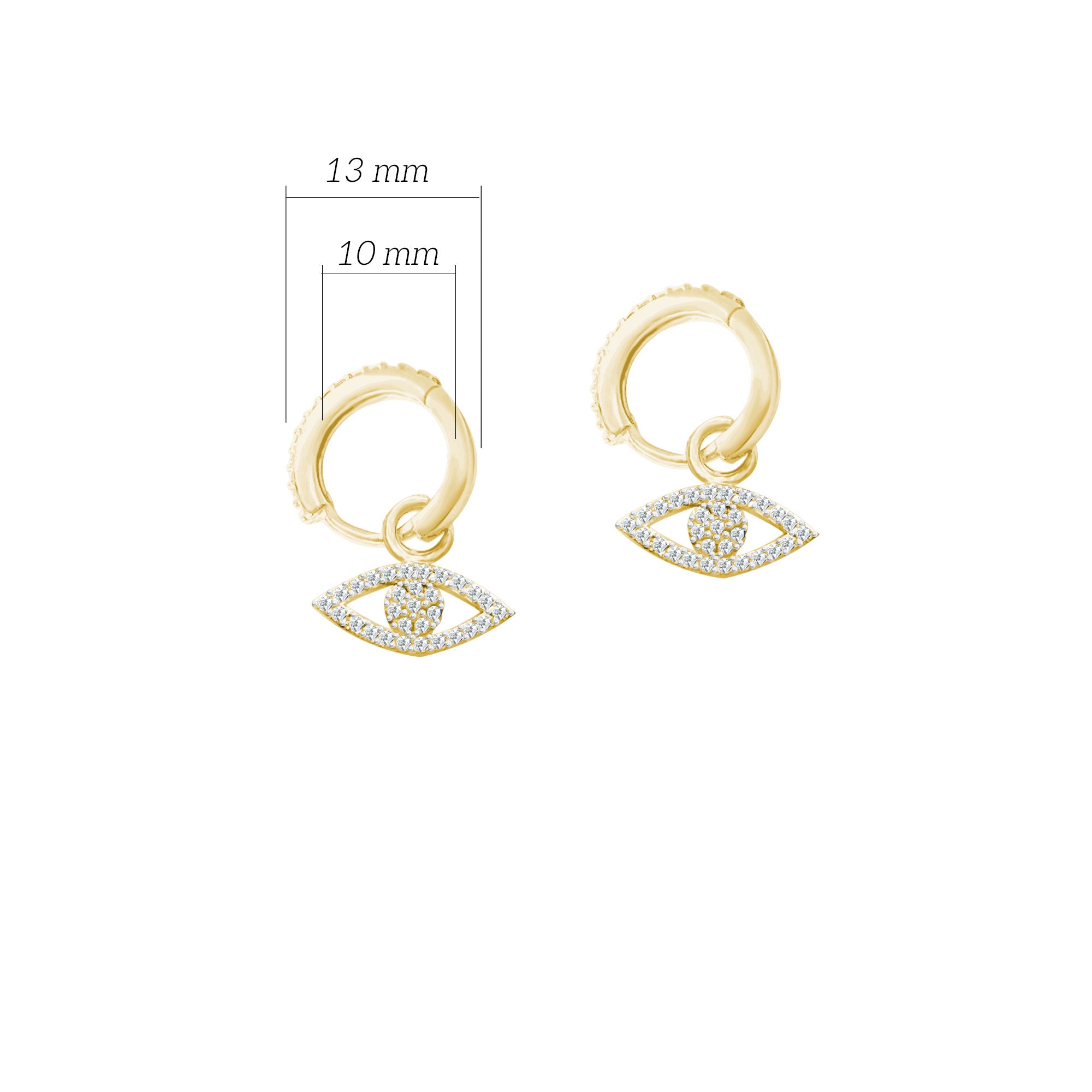 Zirkon Taşlı Göz 925 Ayar Gümüş Huggie Küpe SSGÖZT02