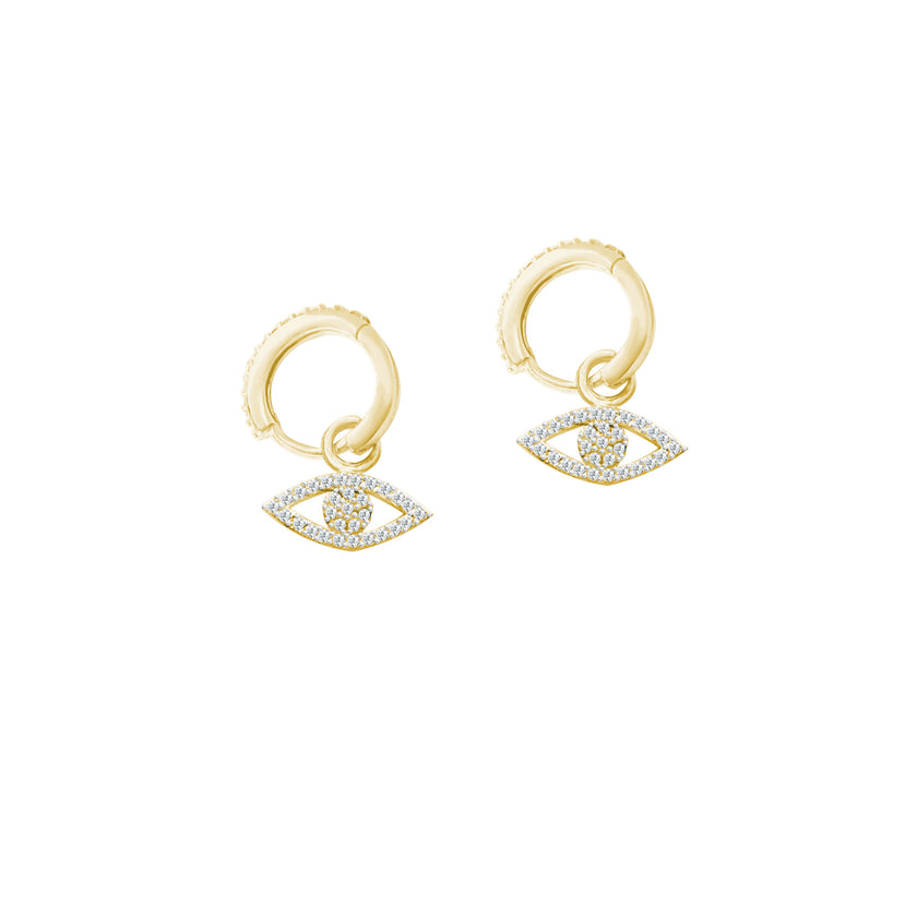 Zirkon Taşlı Göz 925 Ayar Gümüş Huggie Küpe SSGÖZT02