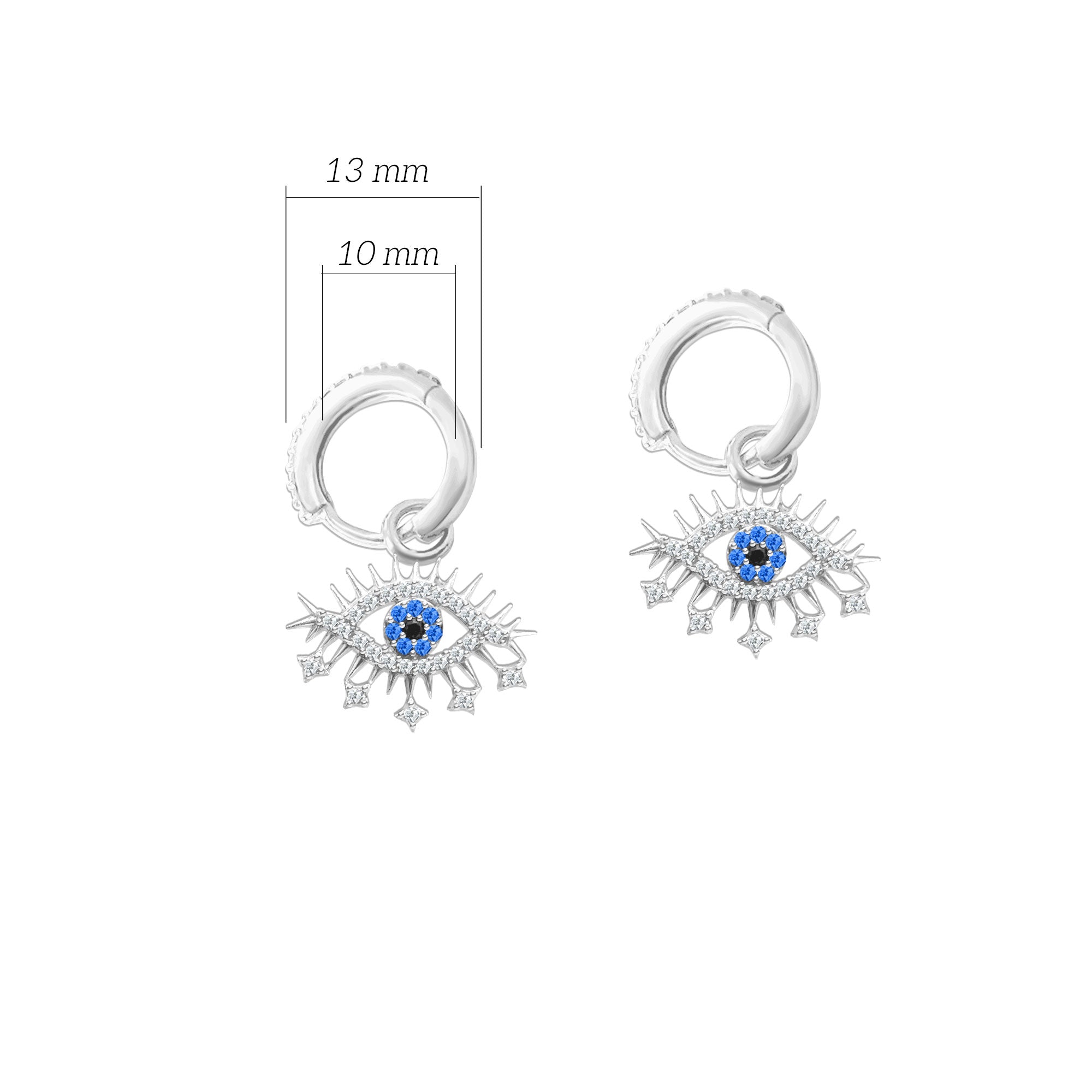 Mavi Taşlı Gümüş Kirpikli Göz Küpe SSGÖZT03