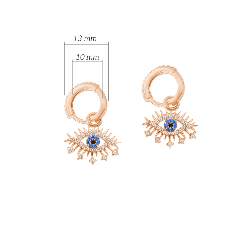 Mavi Taşlı Gümüş Kirpikli Göz Küpe SSGÖZT03