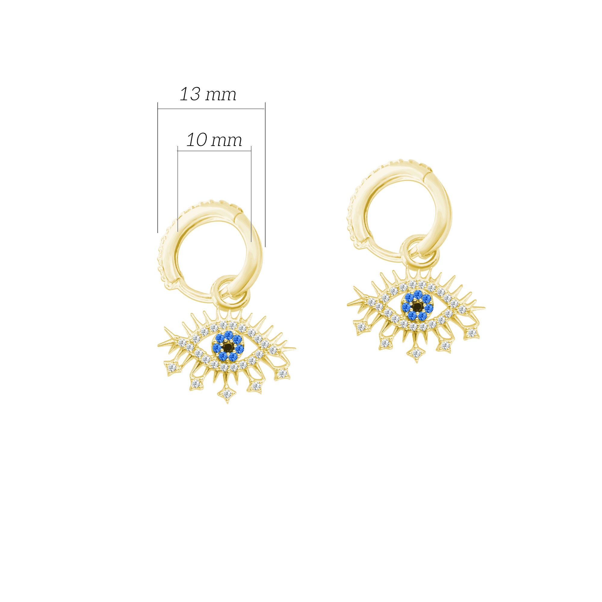 Mavi Taşlı Gümüş Kirpikli Göz Küpe SSGÖZT03