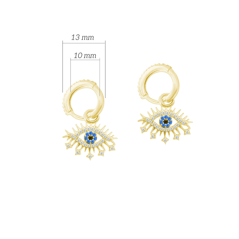 Mavi Taşlı Gümüş Kirpikli Göz Küpe SSGÖZT03