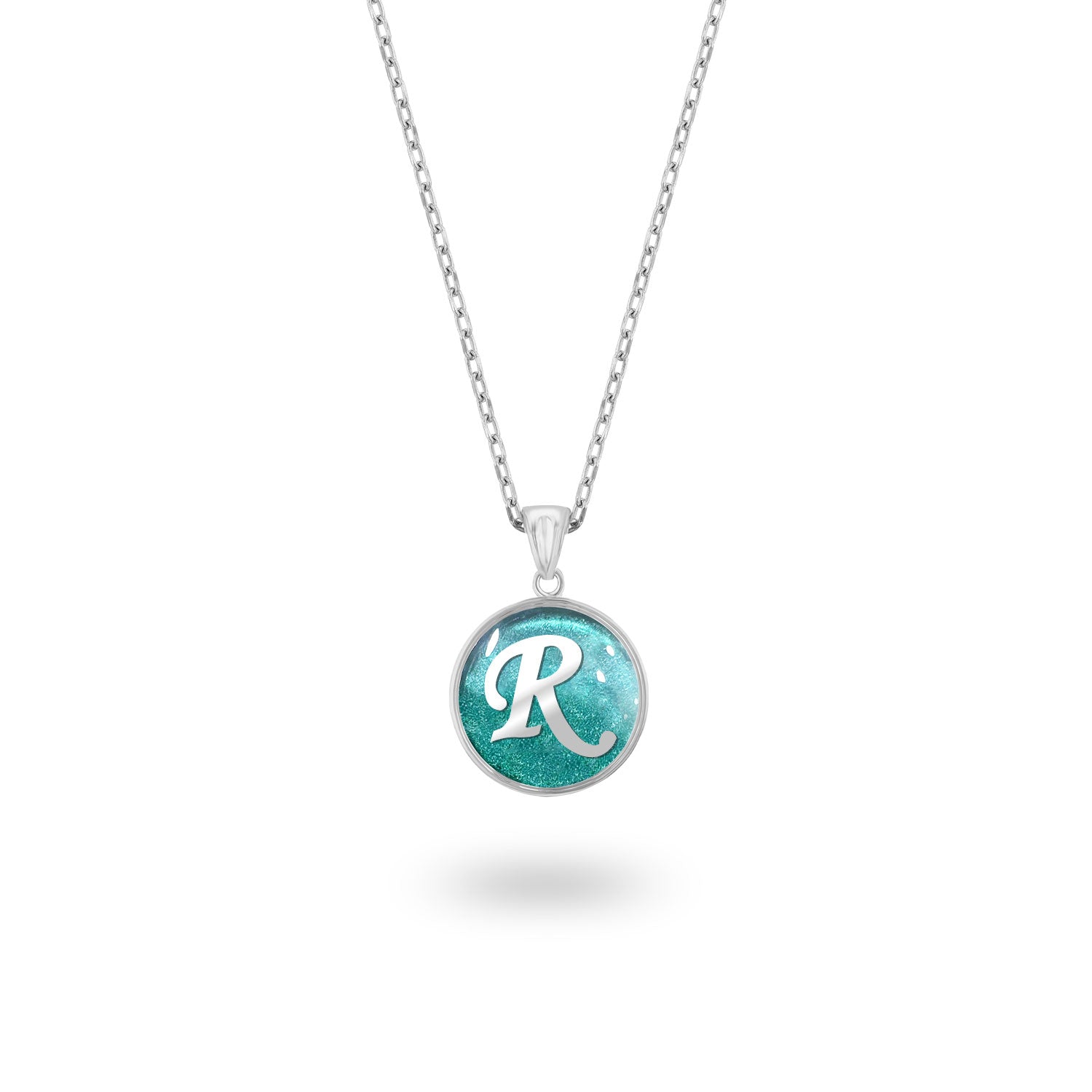 Okyanus Dokusu Üzerine İsminize Özel Gümüş Harfli Gümüş Kolye