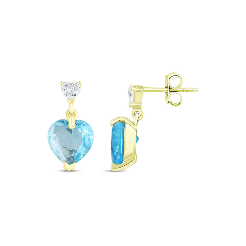 London Mavi Topaz Kalp Kesim Gümüş Küpe - SHINY SPECTRA