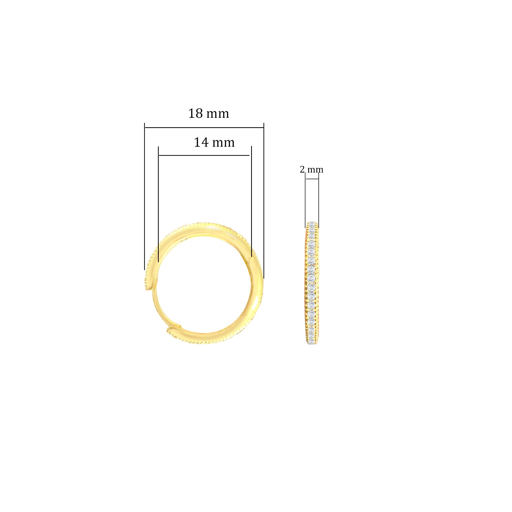 Orta Boy Huggie Zirkon Taşlı 925 Ayar Gümüş Halka Küpe