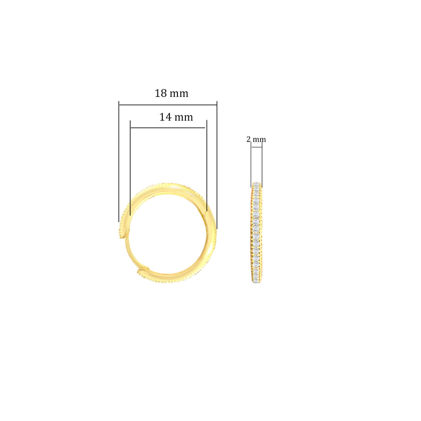 Orta Boy Huggie Zirkon Taşlı 925 Ayar Gümüş Halka Küpe