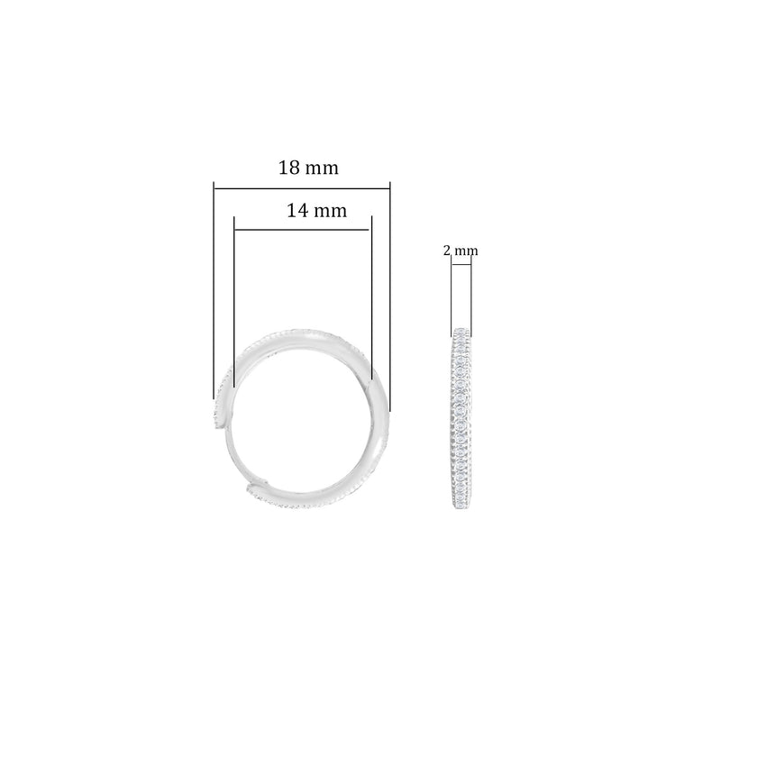 Orta Boy Huggie Zirkon Taşlı 925 Ayar Gümüş Halka Küpe