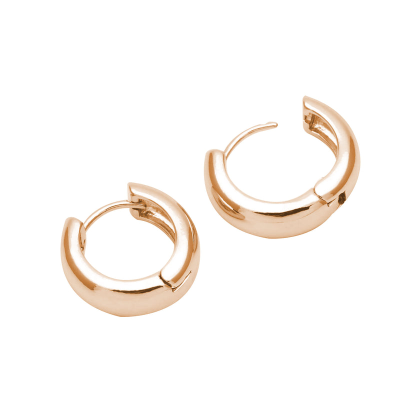 Sade Halka Huggie Küpe Kalın 925 Ayar Gümüş