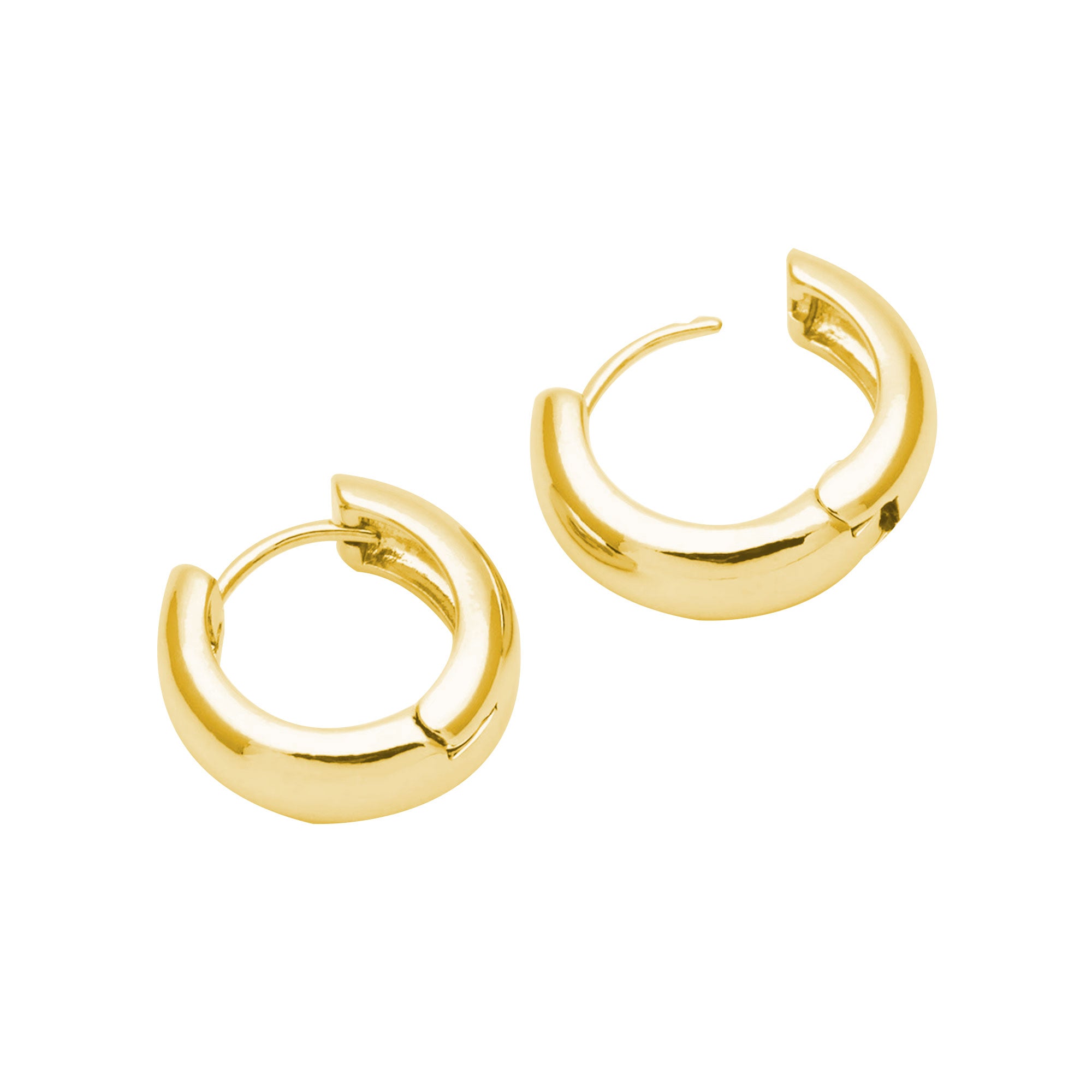 Sade Halka Huggie Küpe Kalın 925 Ayar Gümüş