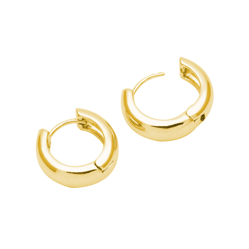 Sade Halka Huggie Küpe Kalın 925 Ayar Gümüş