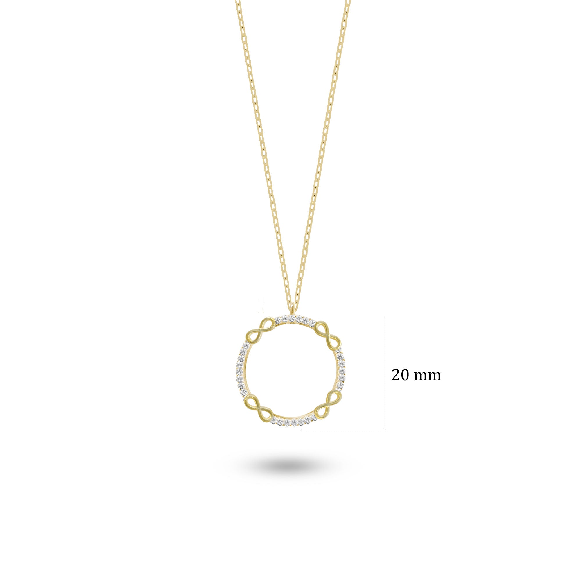 Dörtlü Çember Sonsuzluk Gümüş Kolye 925 Ayar Gümüş Taşlı Kolye SSINFINTY1