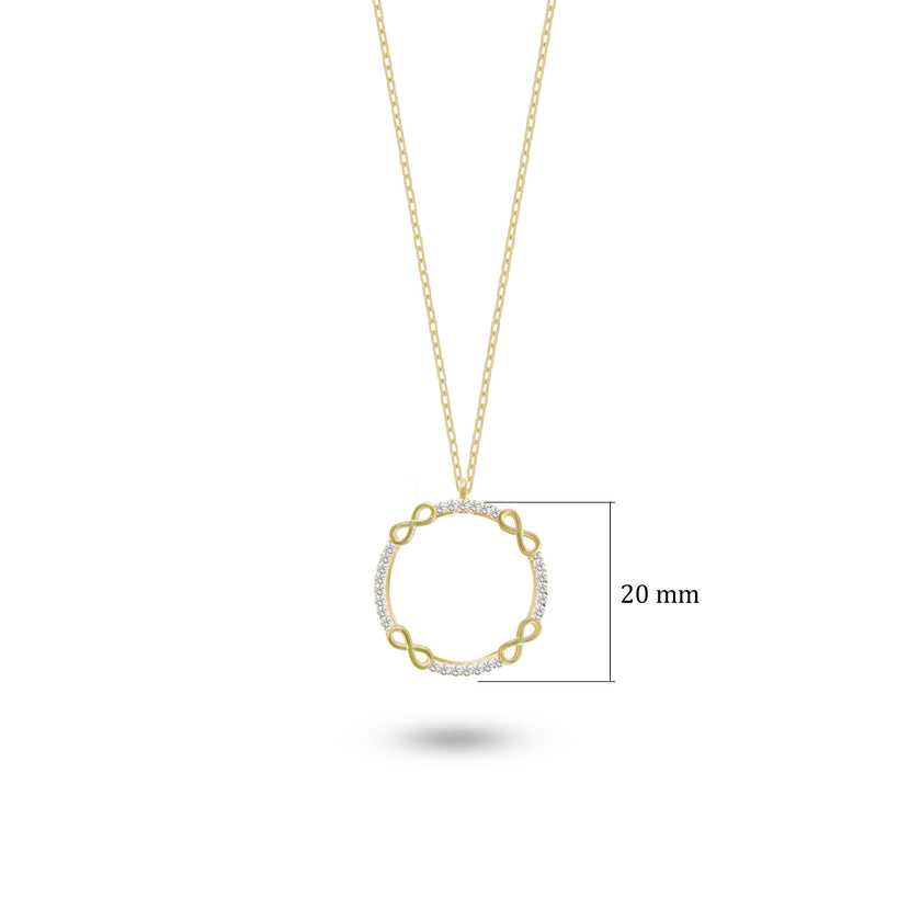 Dörtlü Çember Sonsuzluk Gümüş Kolye 925 Ayar Gümüş Taşlı Kolye SSINFINTY1