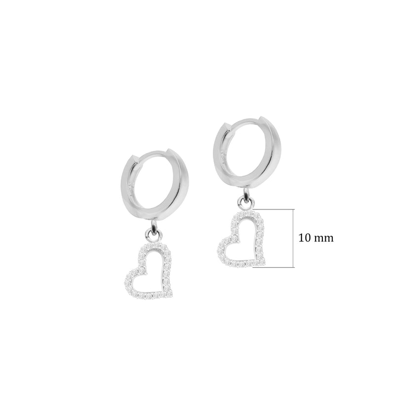 Kalp Şeklinde 925 Ayar Gümüş Huggie Küpe SSKALPK8