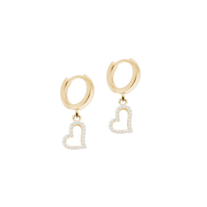 Kalp Şeklinde 925 Ayar Gümüş Huggie Küpe SSKALPK8