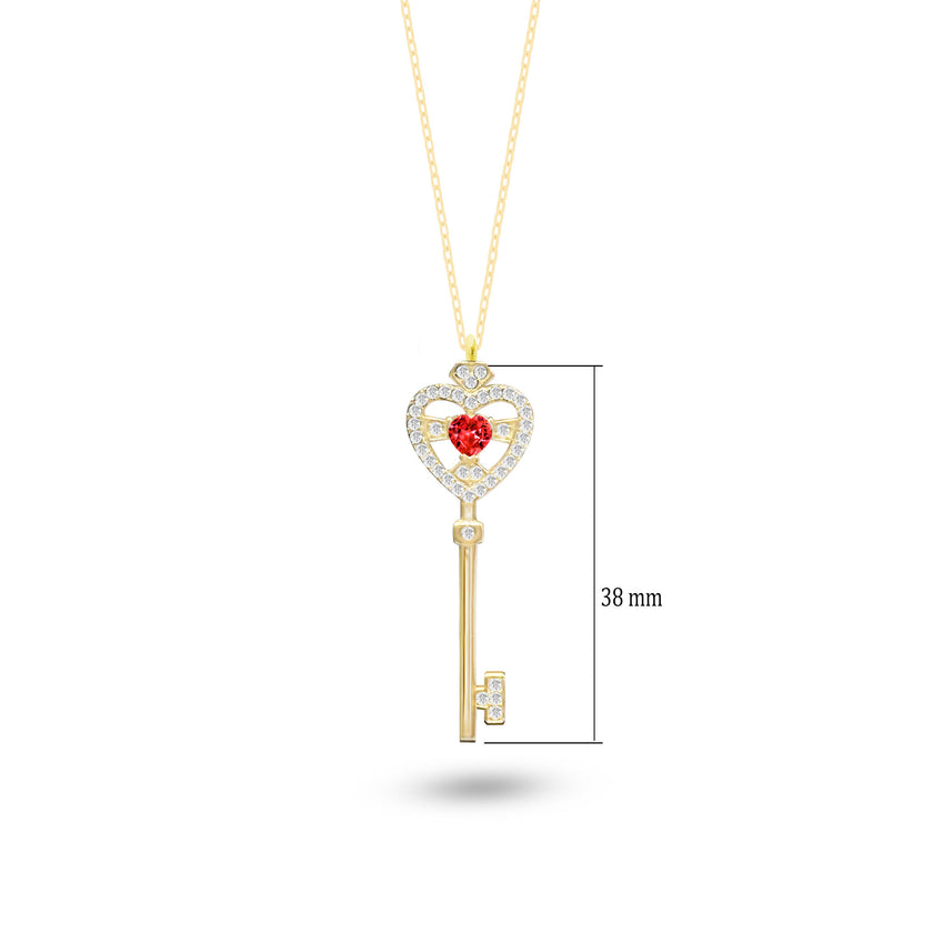 Desenli Kalp Anahtar Gümüş Kolye Kalbimin Anahtarı 925 Gümüş Kolye SSKALPKEY1