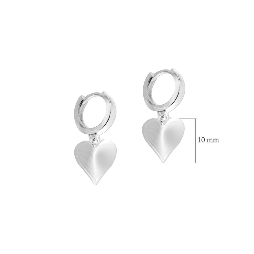 Kalp 925 Ayar Gümüş Huggie Küpe SSKALPSK01