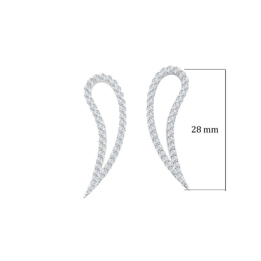 Kanat Şeklinde 925 Ayar Gümüş Küpe SSKANAT2